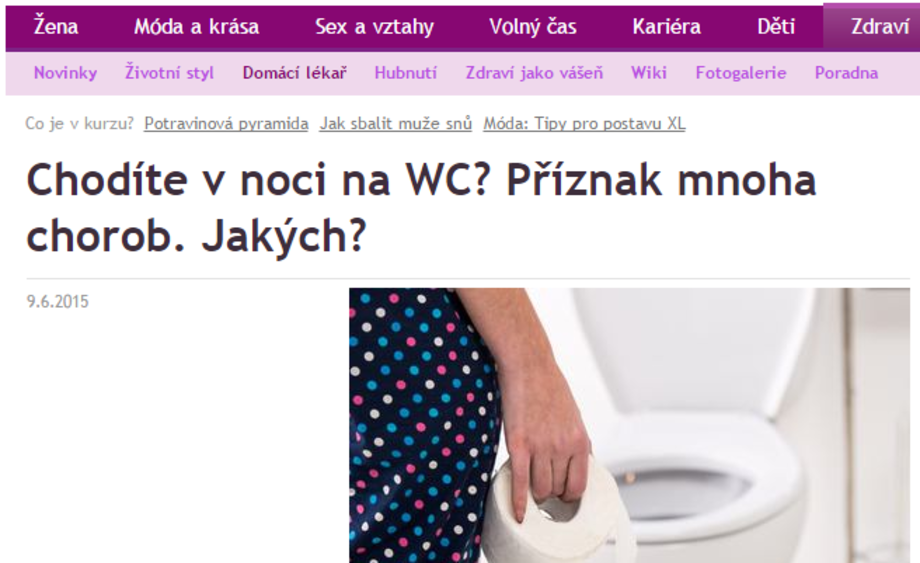 Chodíte v noci na WC? Příznak mnoha chorob. Jakých?